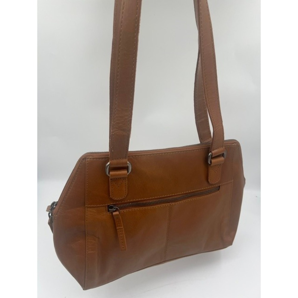 Spikes & Sparrow Shoulder Bag Women Medium Cognac Brown Good Leather Zip Satchel